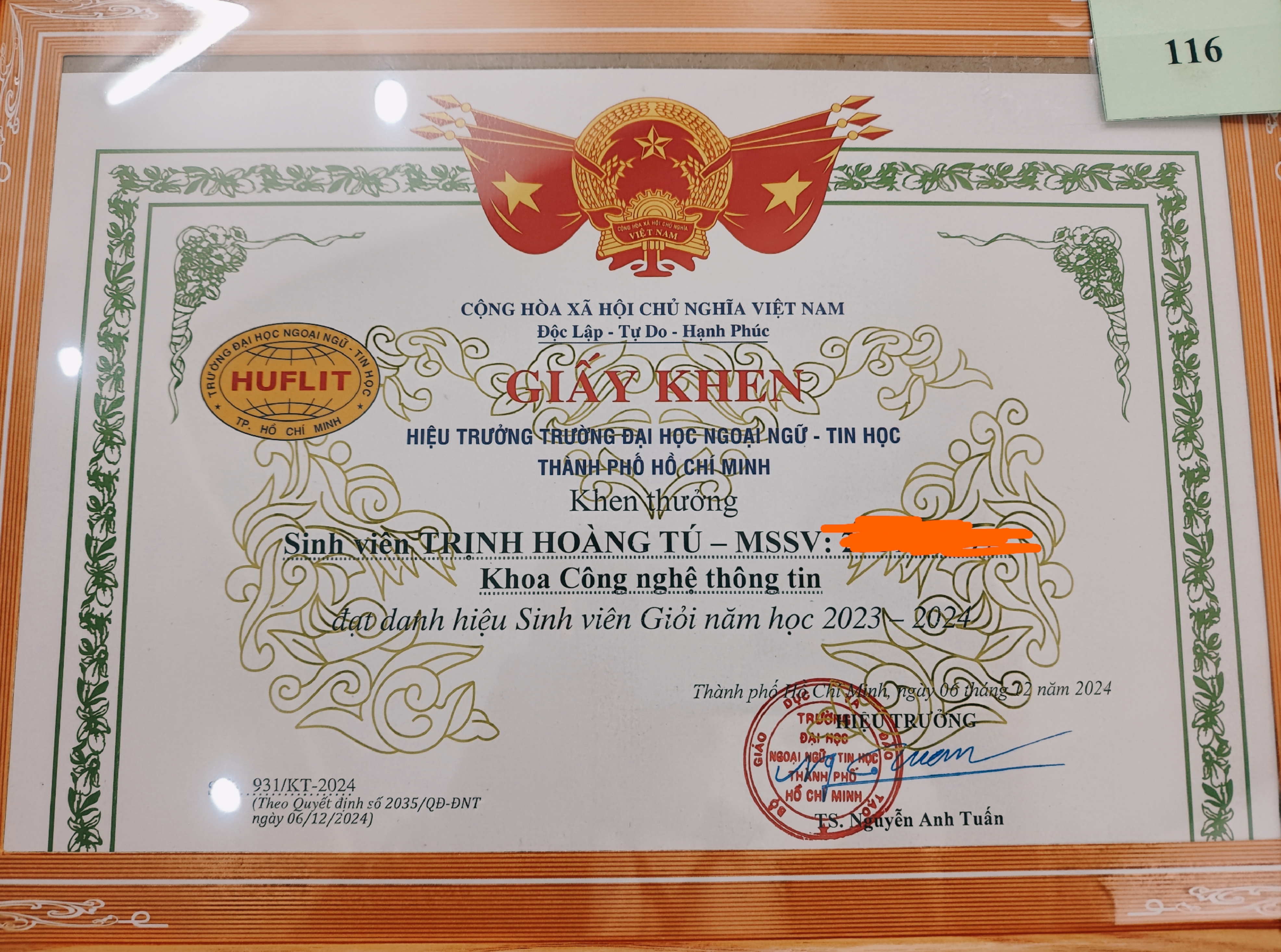 Excellent Student Award